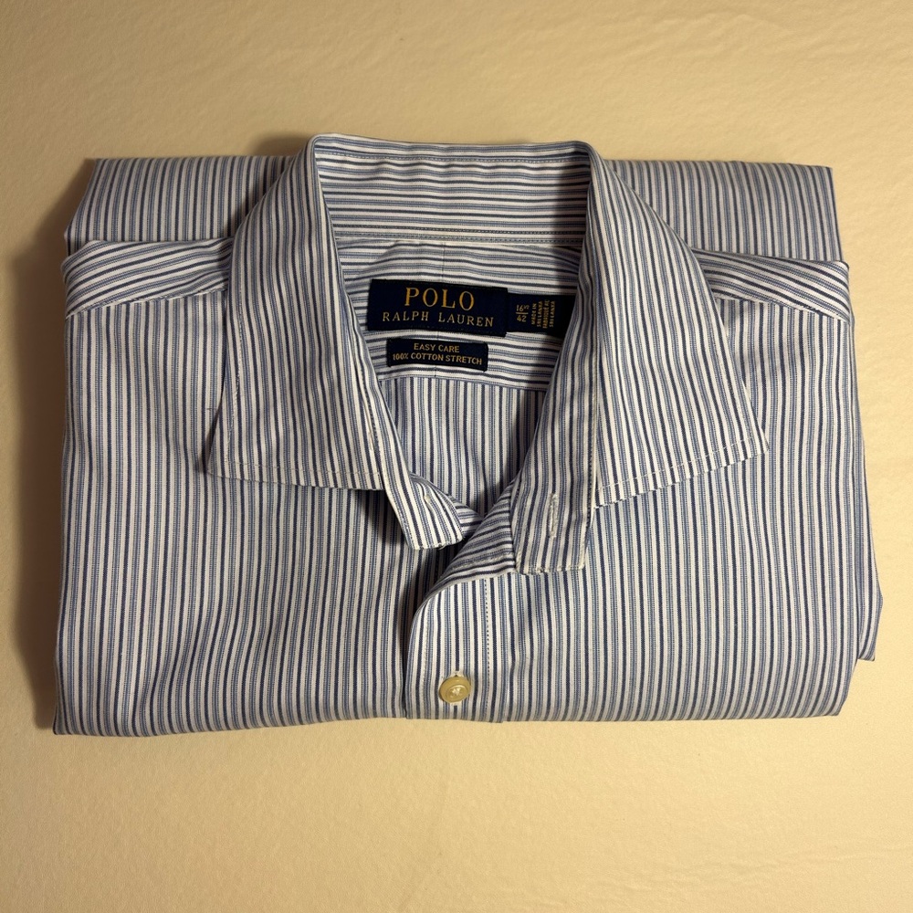 Polo Ralph Lauren Men’s 16 1/2 42 Classic Fit Striped Blue (CL016)